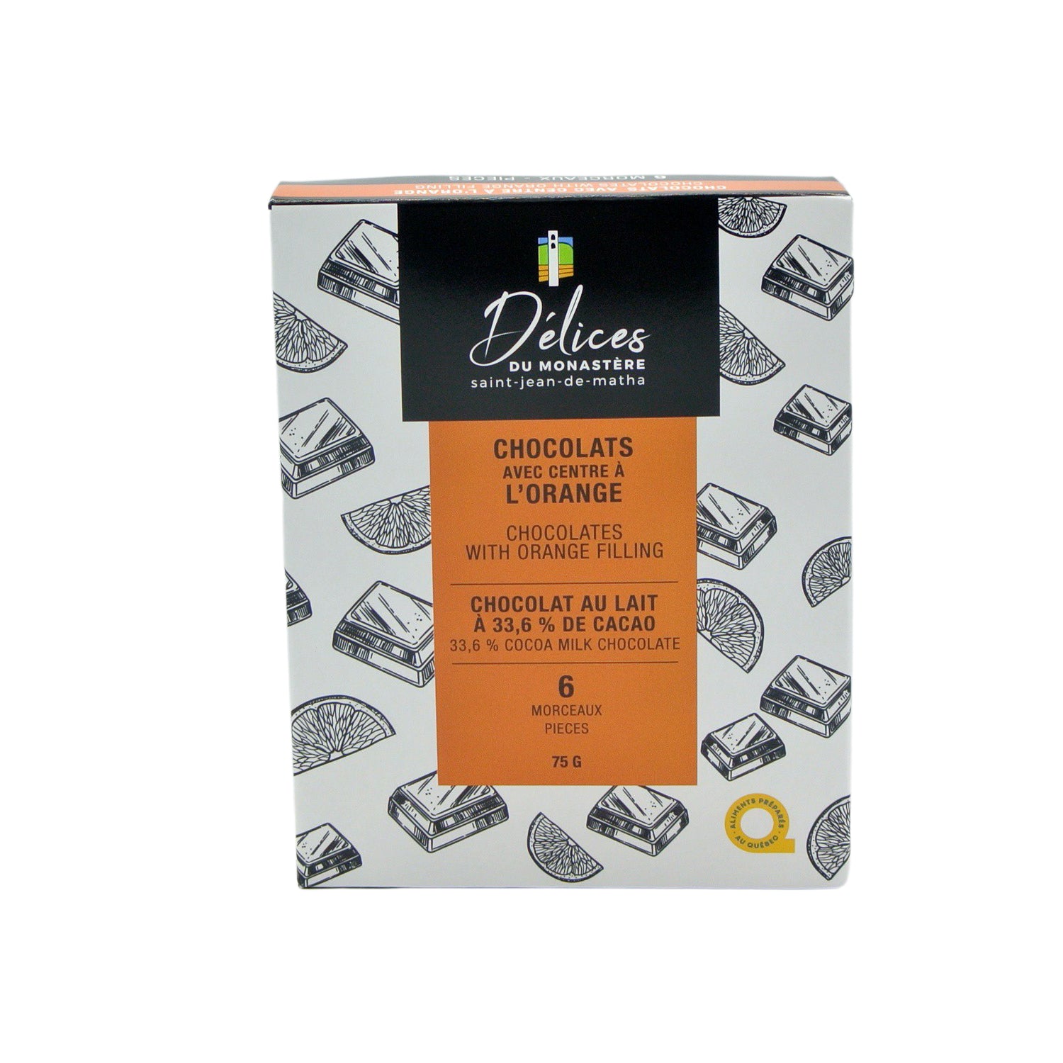 Chocolats au lait avec centre à l'orange 6un