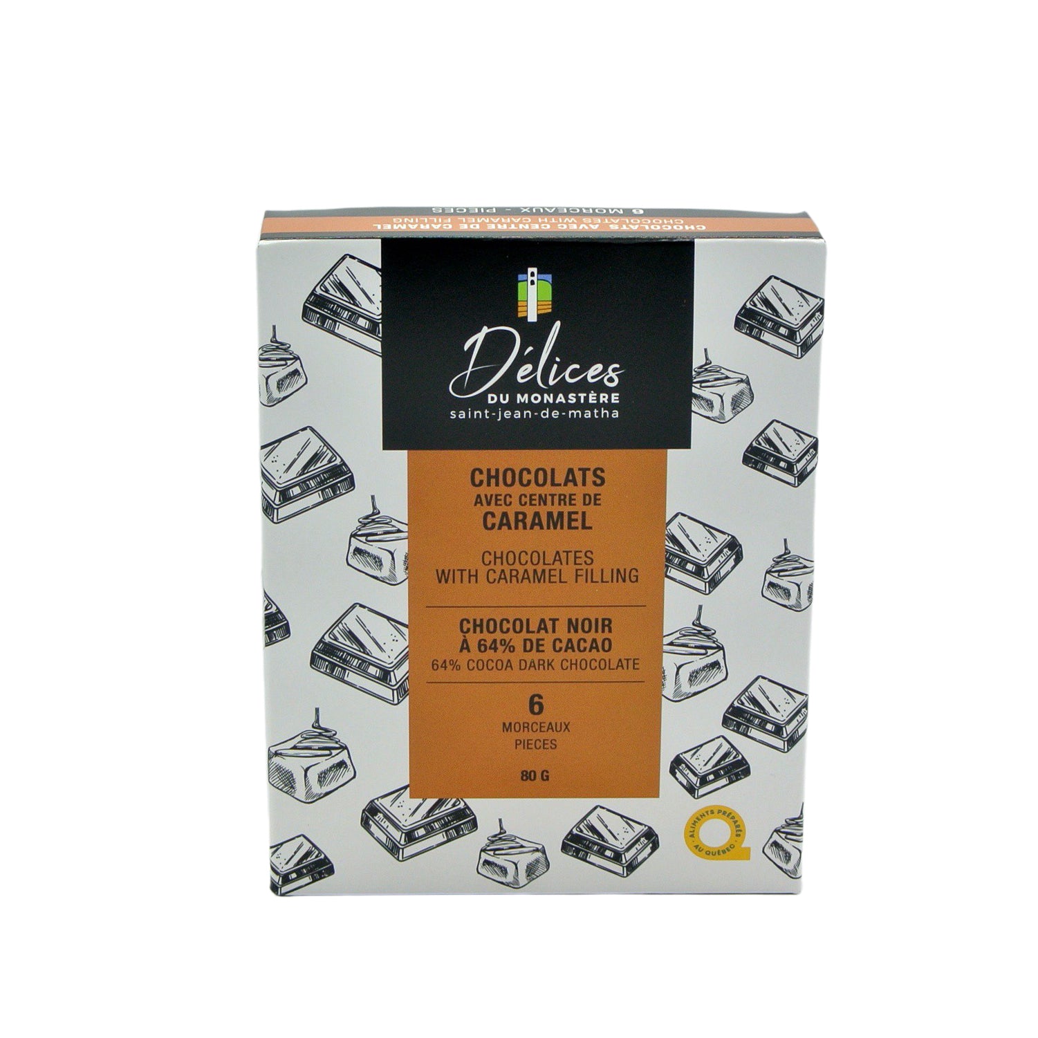 Chocolats noirs avec centre de caramel 6un