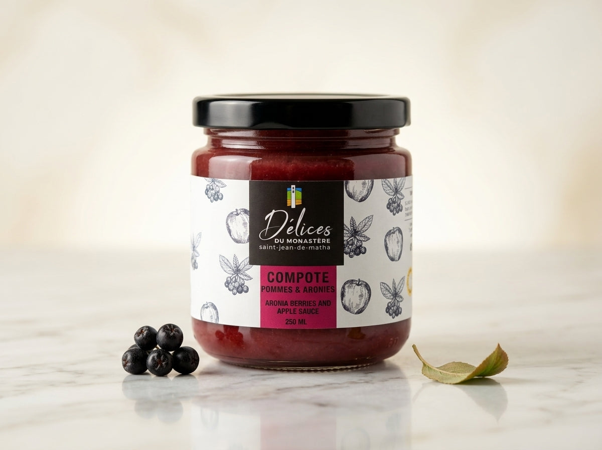 Compote de pommes et aronies 250 ml Délices du Monastère
