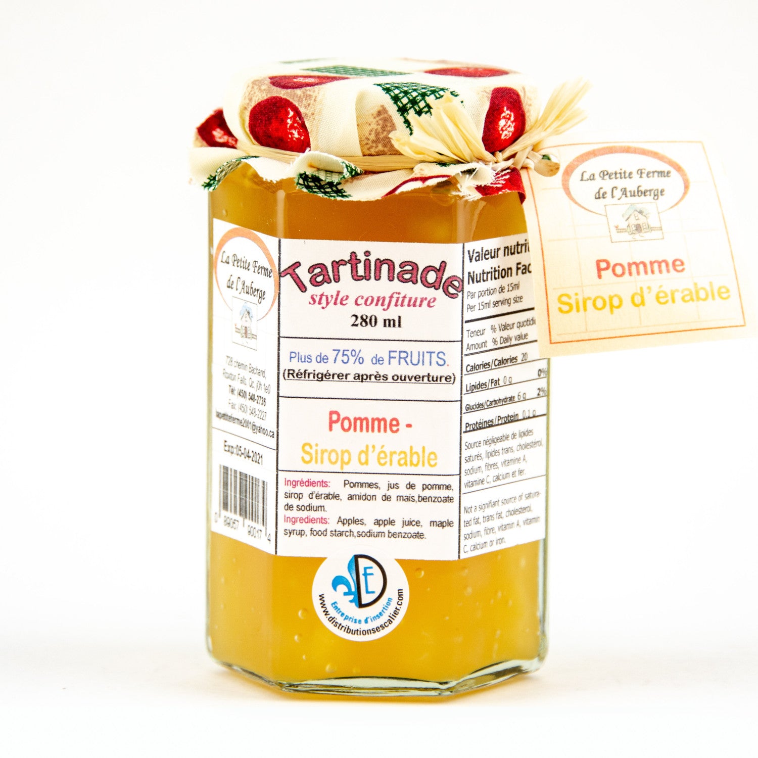 Tartinade pomme et sirop d'érable pur La Petite Ferme de l'Auberge